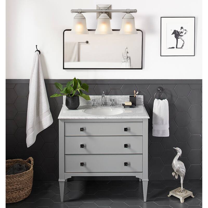 3-Light Dimmable Brushed Nickel Vanity Light Fixture