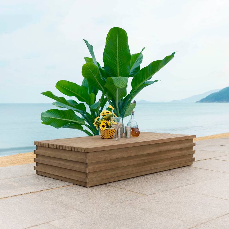 SAFAVIEH Couture Tortuga Eucalyptus Patio Coffee Table - 50"W x 26"D x 11"H