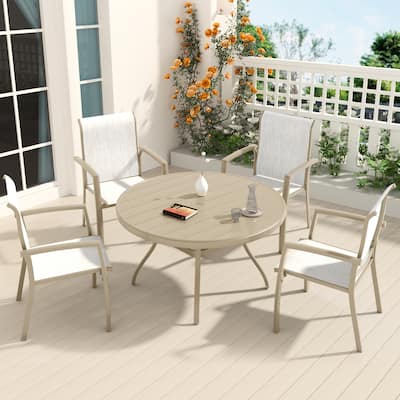 5 Pieces Patio Dining Set, Patio Furniture Set of 4 Patio Stackable Dining Chairs and 40.6" Outdoor Metal Round Table