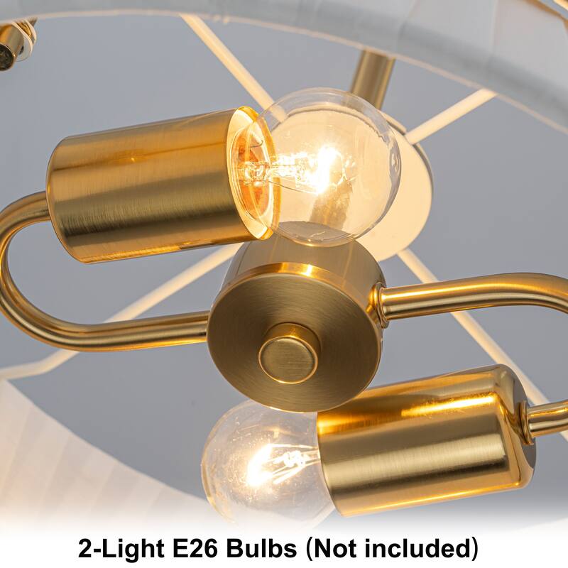 Starsky 2-Light White Fabric Modern Drum Chandelier