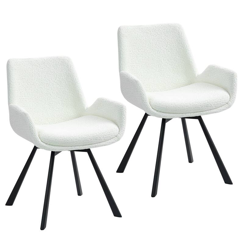 Modern Fabric & Metal Swivel Dining Chair, Set of 2