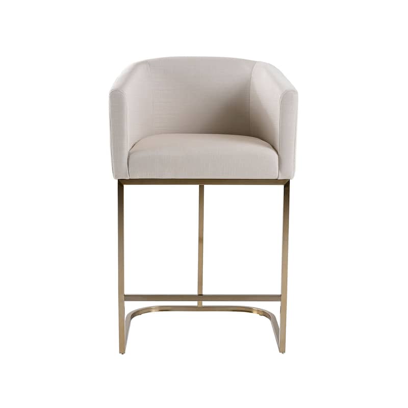 Modrest Yukon Modern Off White Fabric & Brushed Brass Counter Chair