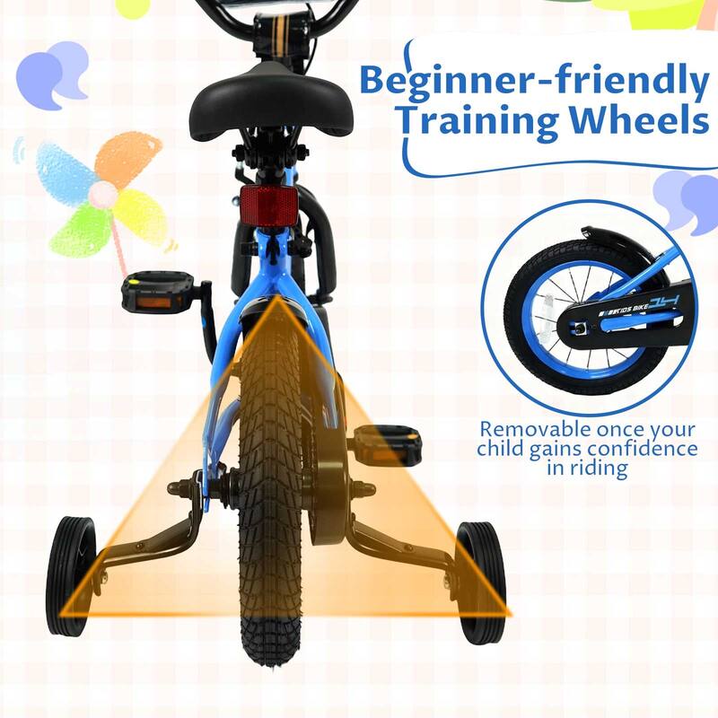 Costway 14" Kids Bike with Removable Training Wheels Adjustable Seat & - See Details