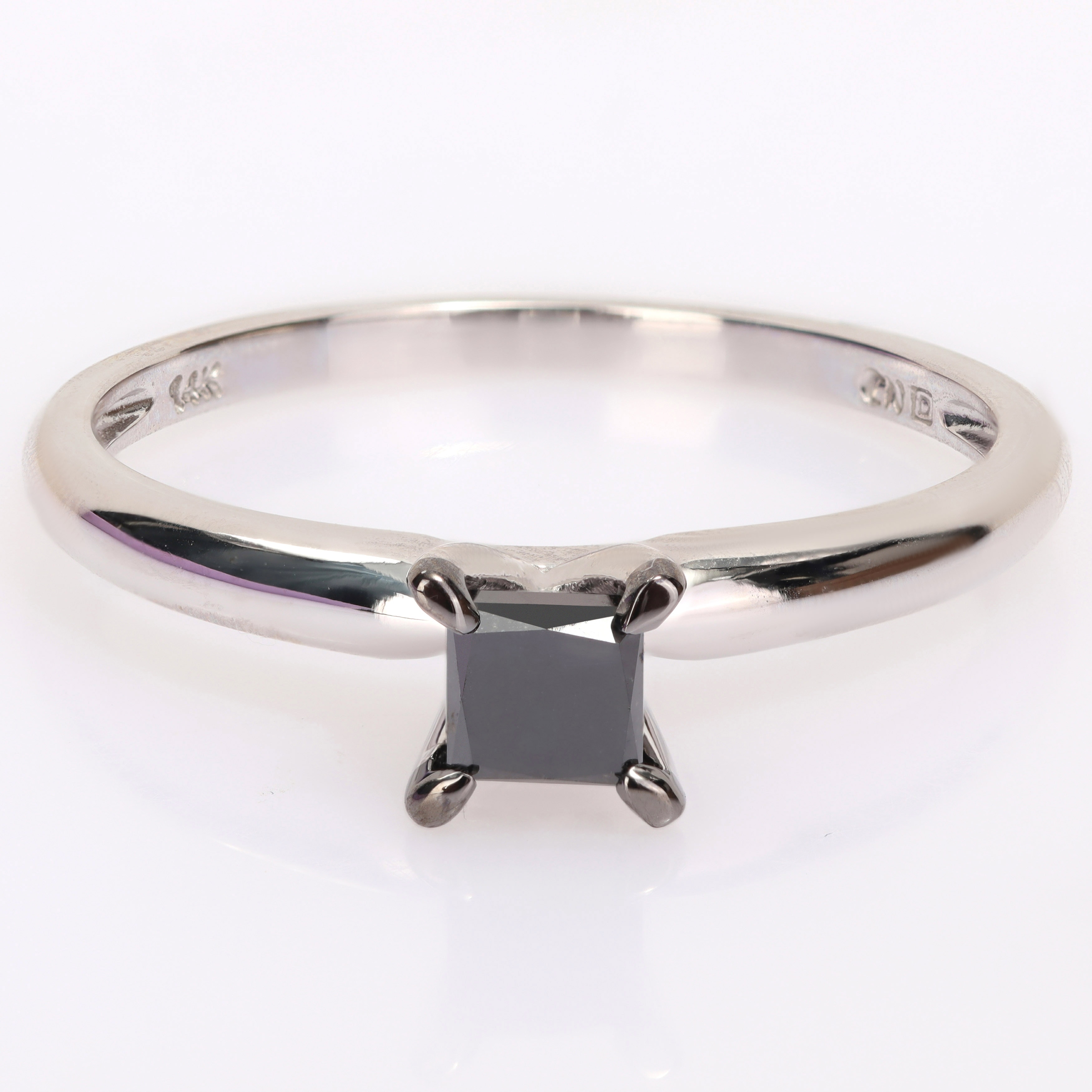 Miadora 1/2ct TDW Princess-cut Black Diamond Solitaire Engagement Ring in 14k White Gold