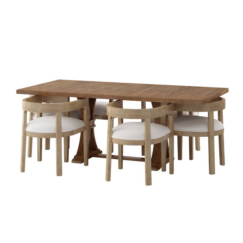 Hudson Fabric and Wood 7 Piece Dining Set by Christopher Knight Home