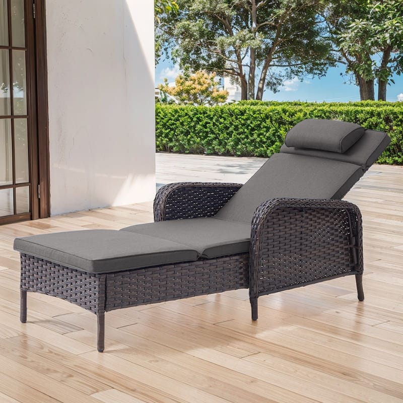 Outdoor Chaise Lounge Chair Adjustable 5-Position - 1-Piece