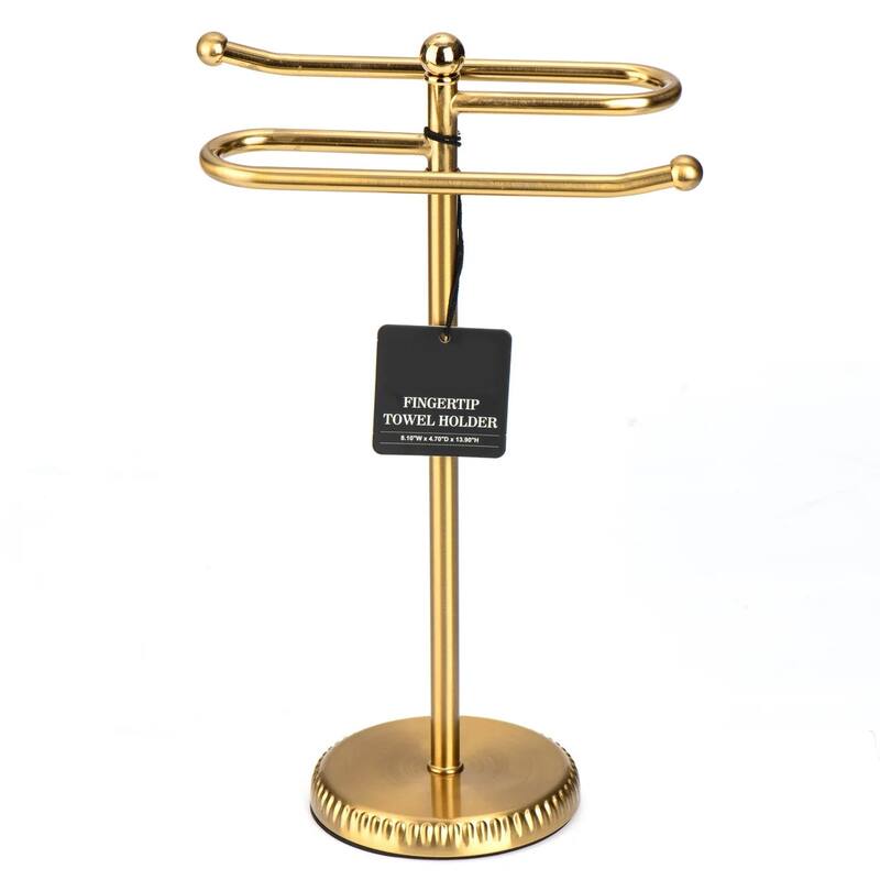 Gold Brushed Stainless Steel S-Design Fingertip Towel Holder With Heavy Base