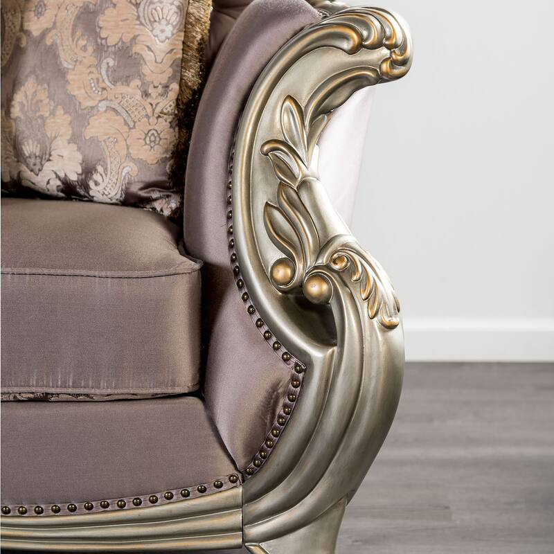 Furniture of America Cintel Traditional Velvet Tufted Wingback Sofa