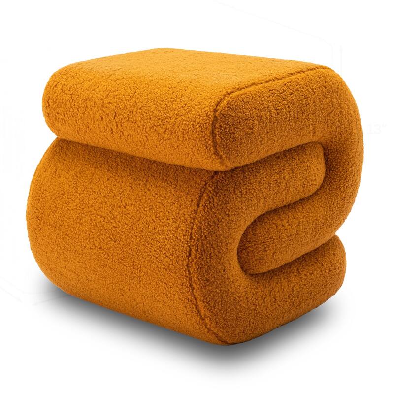 S-shape Teddy Fabric Ottoman