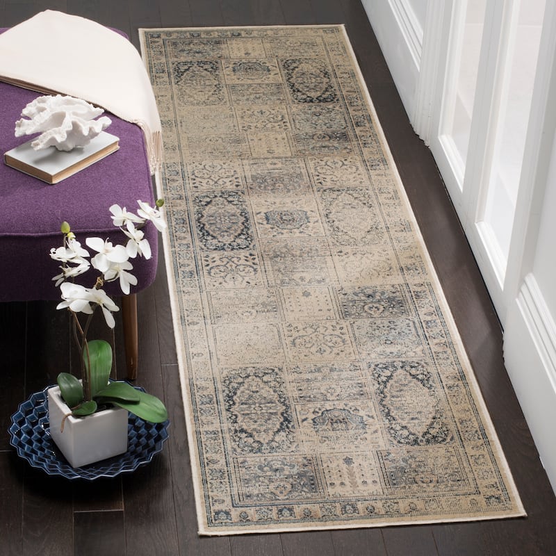SAFAVIEH Vintage Distressed Boho Rosella Oriental Rug - 2'2" x 8' Runner - Stone/Blue