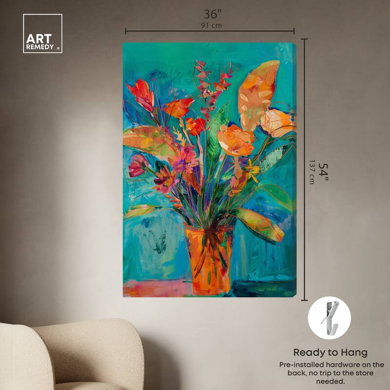 Art Remedy Bold And Bright Flower Vase Gallery Wrapped Flowers In Vase Paintings
