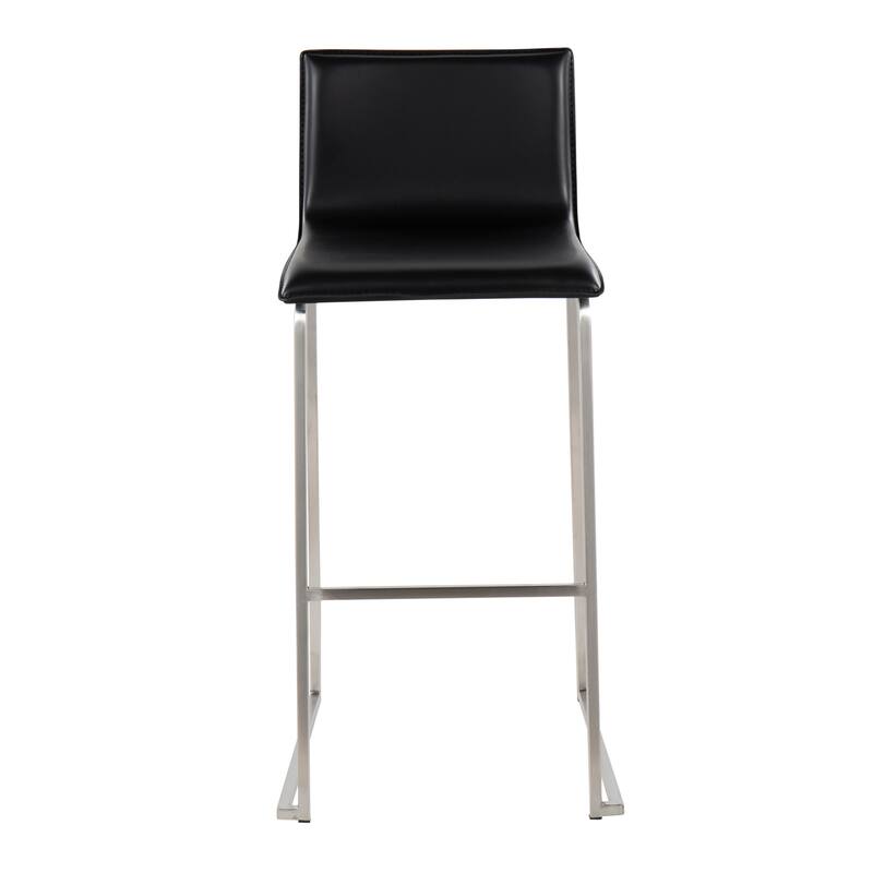 Silver Orchid Mara Upholstered Bar Stool - Set of 2 - Black/Stainless Steel