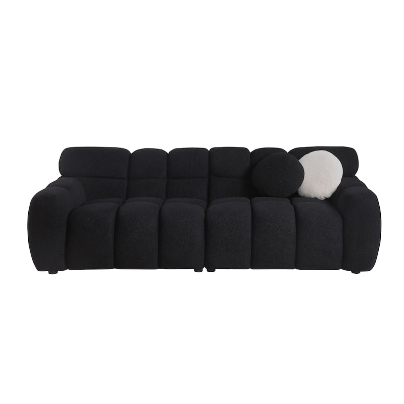 64.96 length ,35.83" deepth ,human body structure for USA people, marshmallow sofa,boucle sofa ,2 seater, BEIGE BOUCLE