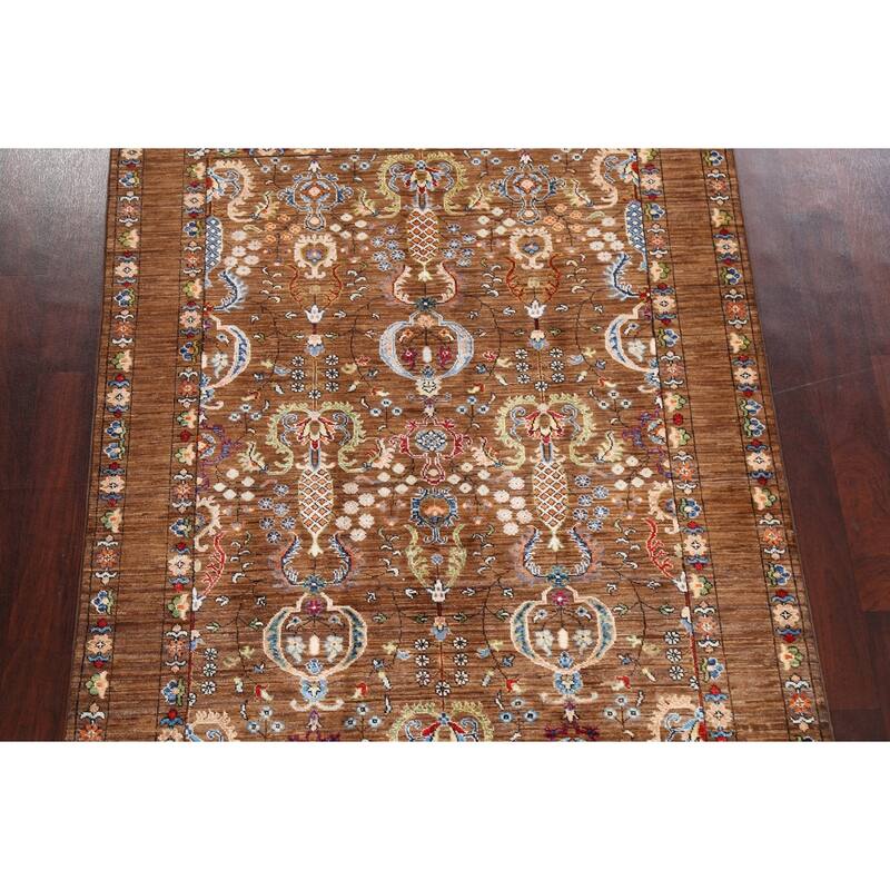 Vegetable Dye Floral Ziegler Oriental Area Rug Wool Handmade Carpet - 5'0" x 6'7"