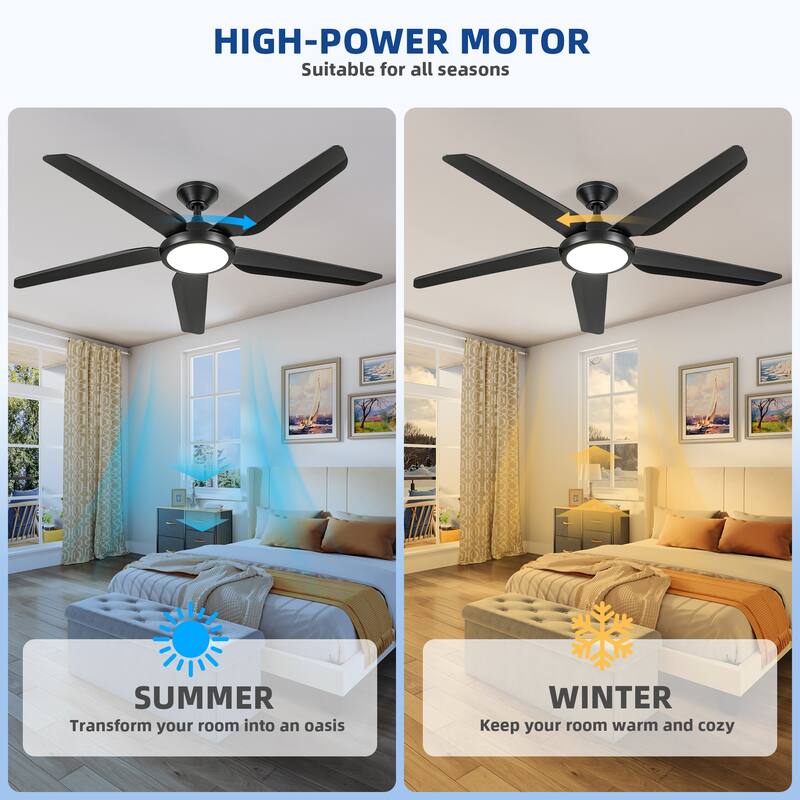 Moasis Ceiling Fan 54" Ceiling Fan 5 Blade Ceiling Fans Reversible 6 Speeds w/Quiet DC Motor