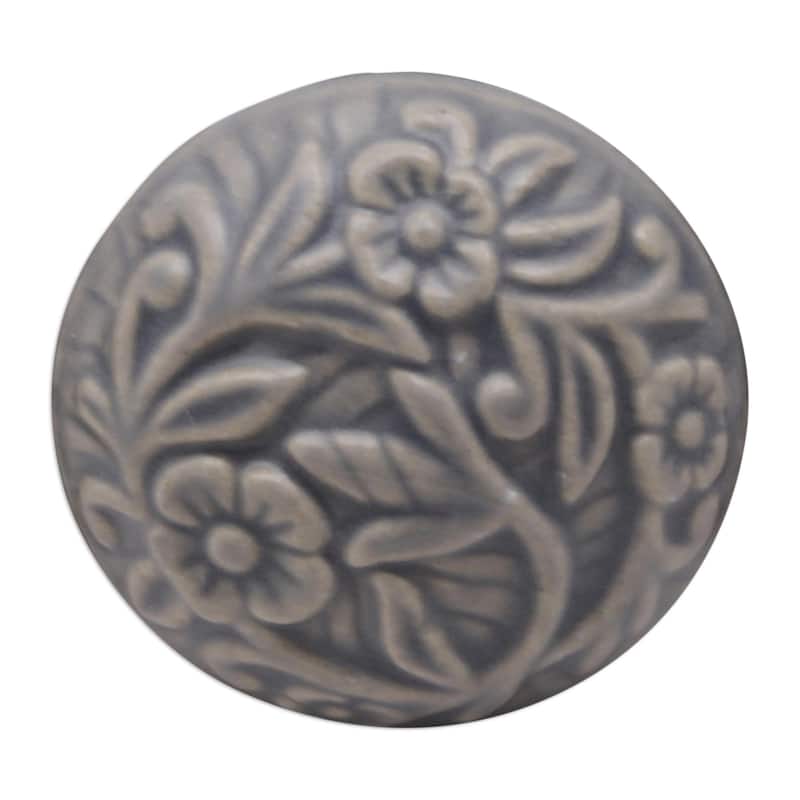 Novica Handmade Elegant Floral Ceramic Knobs (Set Of 6)