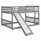 preview thumbnail 6 of 16, Full over Full Bunk Bed with Slide and Ladder in Grey, Easy Assembly