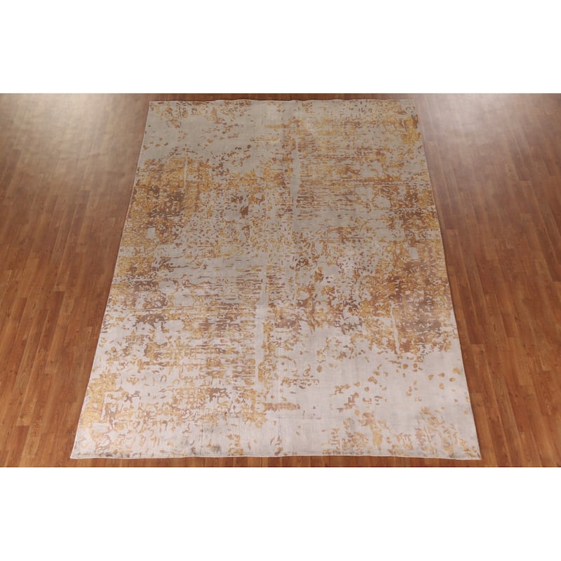 Beige Modern / Abstract Area Rug Hand-Knotted Wool Carpet - 7'11"x 10'1"