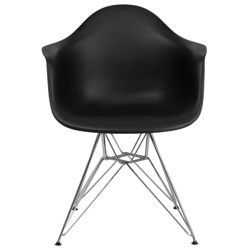 Plastic Chair with Arms and Chrome Base