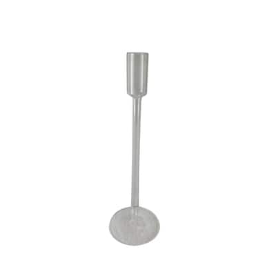 Glass Taper Candle Holder with Round Base - 11" - Clear