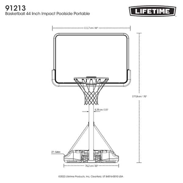 dimension image slide 1 of 2, Lifetime, Basketball 44-Inch Impact Poolside Portable - 44"