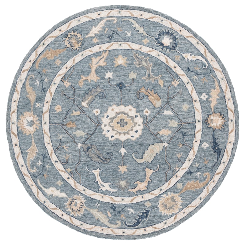 SAFAVIEH Handmade Metro Mabel Wool Rug - Blue/Ivory - 6' Round