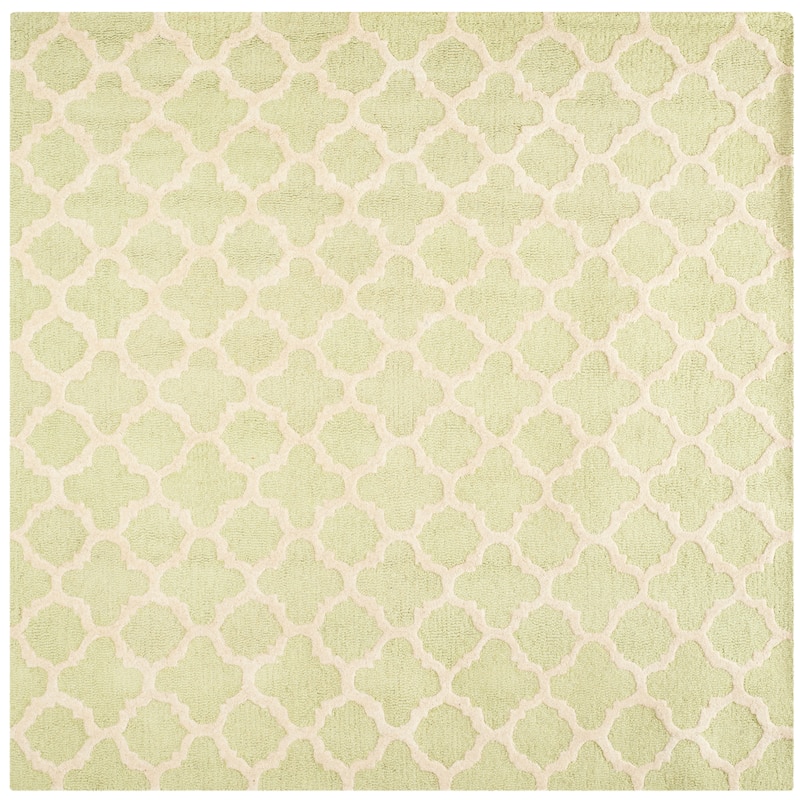 SAFAVIEH Handmade Cambridge Touria Modern Moroccan Wool Rug - 6' Square - Light Green/Ivory