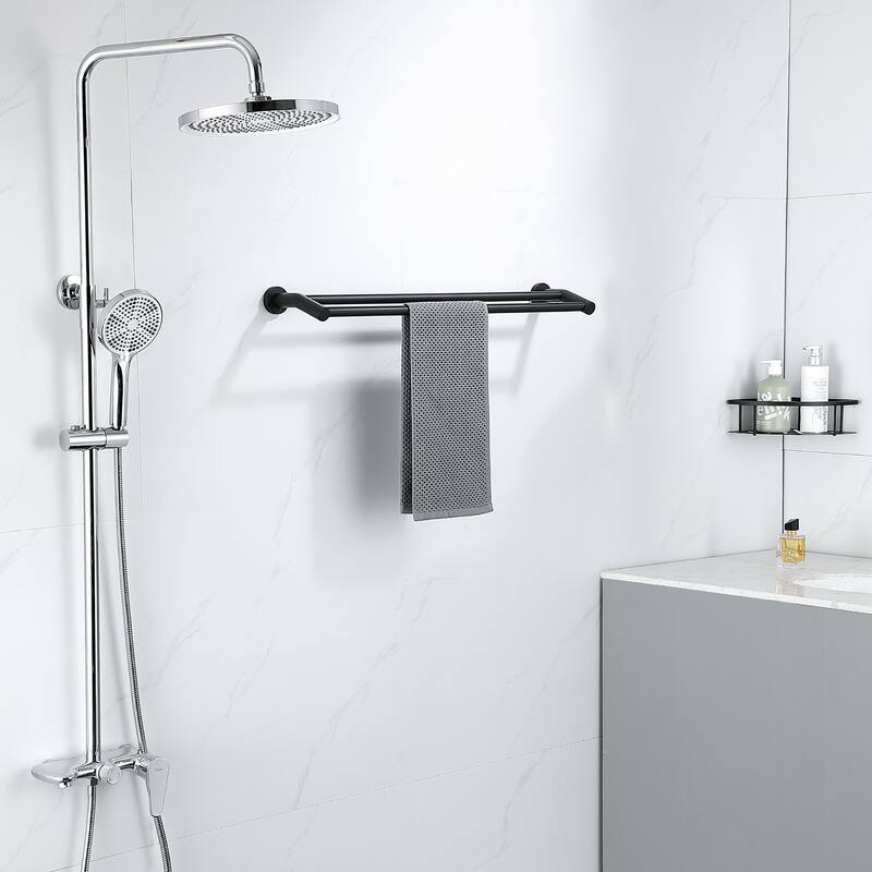 Stainless Steel 24 in. Wall Mounted Double Towel Bar Towel Rack