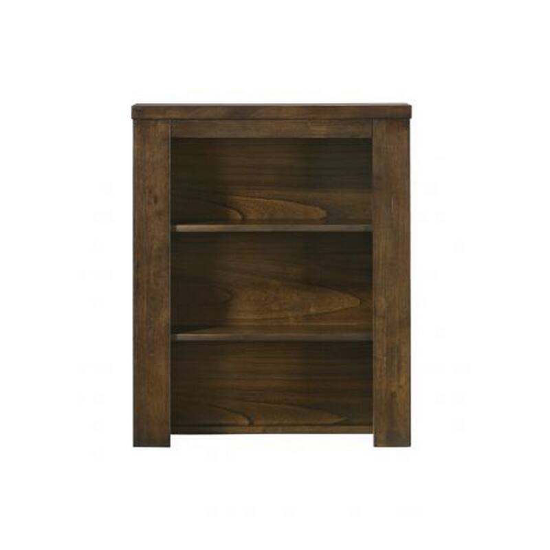 Maryl 26 Inch Pier Bookcase with 2 Shelves, Solid Wood, Antique Oak Brown