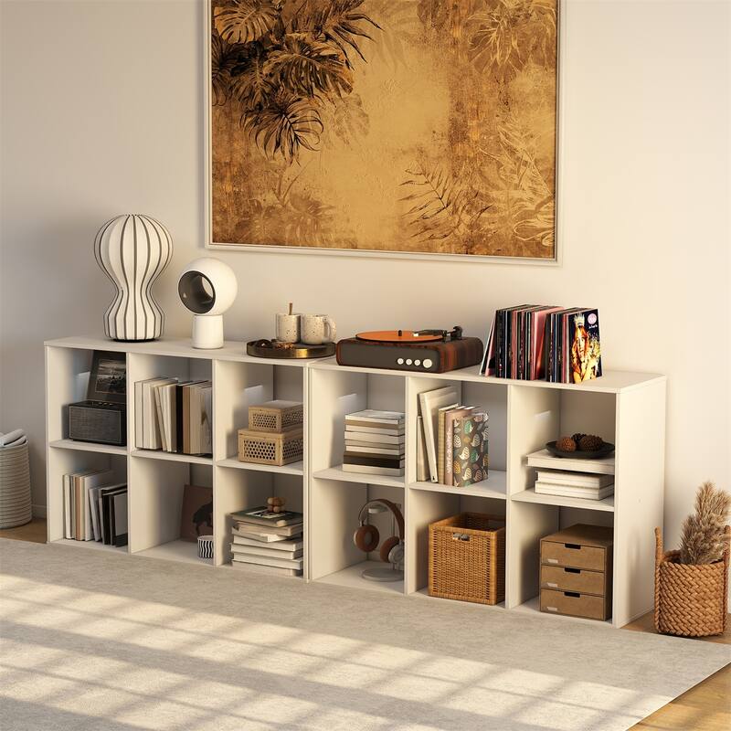 Cube Storage Organizer Shelf with Freestanding Bookshelf.