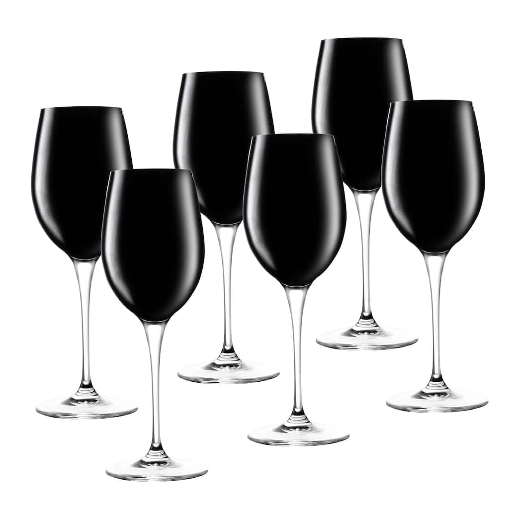 Majestic Gifts Inc. Glass Water/ Wine Goblets - Black - 14 Oz. - Set/6