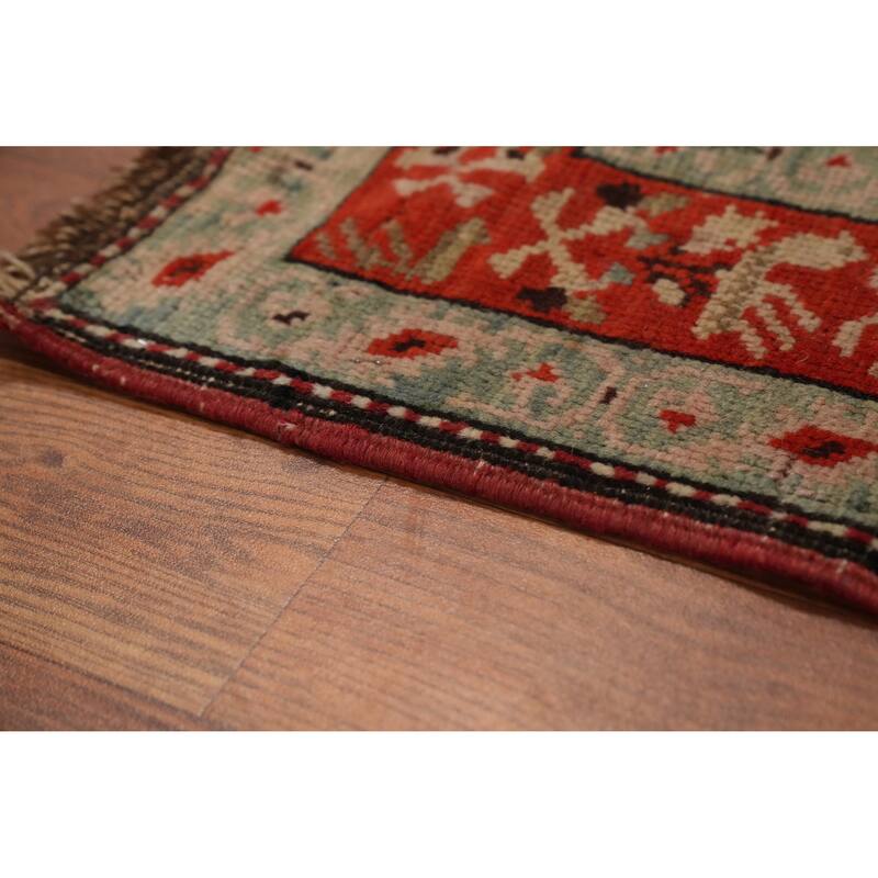 Hand Knotted Oriental 100% Wool Carpet Traditional Geometric Black Karabagh Runner Rug - 15' 11'' X 3' 6''