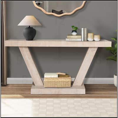 60 Inches Vintage Distressed Wood Entryway Console Table
