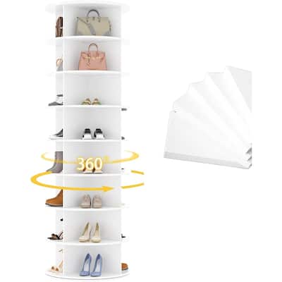 AECOJOY 8 Tier Rotating Shoe Rack, Shoe Tower Organizer with 4 Universal Casters