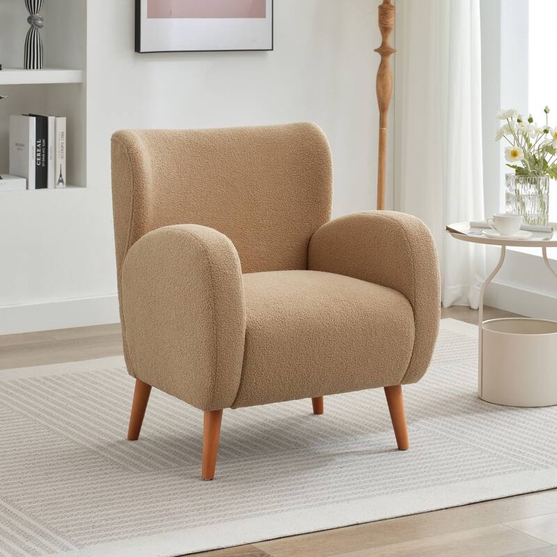 Soft fabric lounge chair with solid wood legs