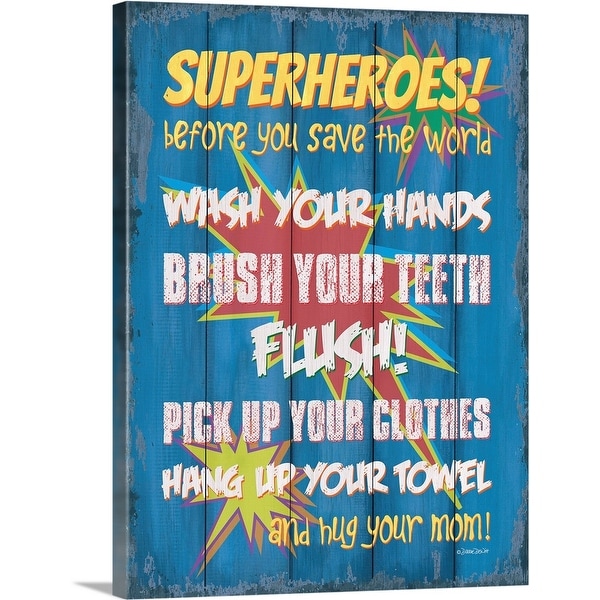 "Superheroes Bath II" Canvas Wall Art