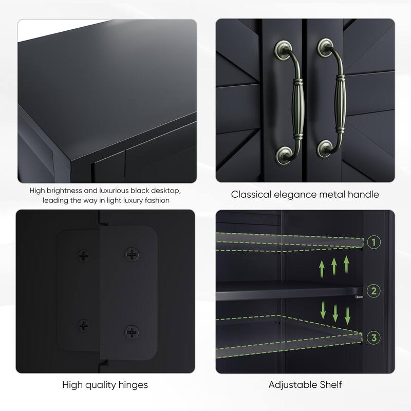 Roomfitters Modern Farmhouse Storage Cabinet with X-Pattern Doors, Freestanding Bathroom Organizer with Drawer, Black