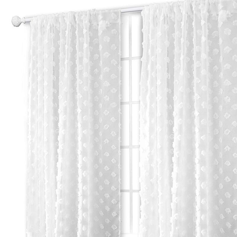 DriftAway Olivia White Voile Chiffon Sheer Window Curtain Panel Pair