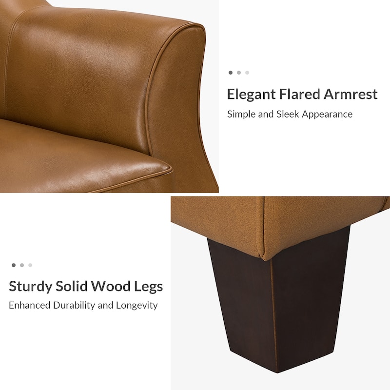 Sandra 81.5" Classic Genuine Leather Sofa With Solid Wood Legs By HULALA HOME