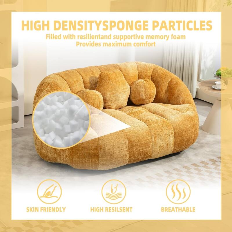 Roomfitters High Back Bean Bag Sofa Chair, Velvet Lazy Lounger Couch for Living Room