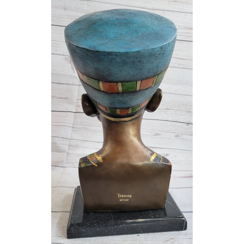 Nefertiti Egyptian Queen Pharaoh Bronze Bust Statue Sculpture Egypt Collectible 16 Inches X 10 Inches