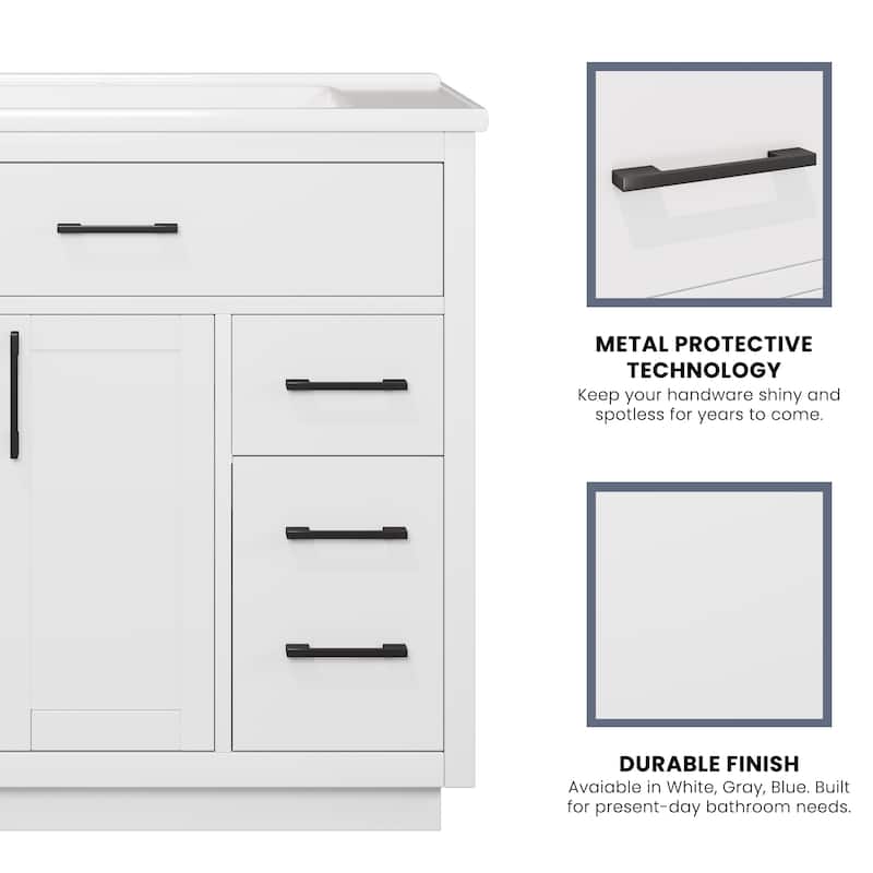 36" Free-Standing Bathroom Vanity with Marble Countertop-Soft-Close Drawers & Cabinet