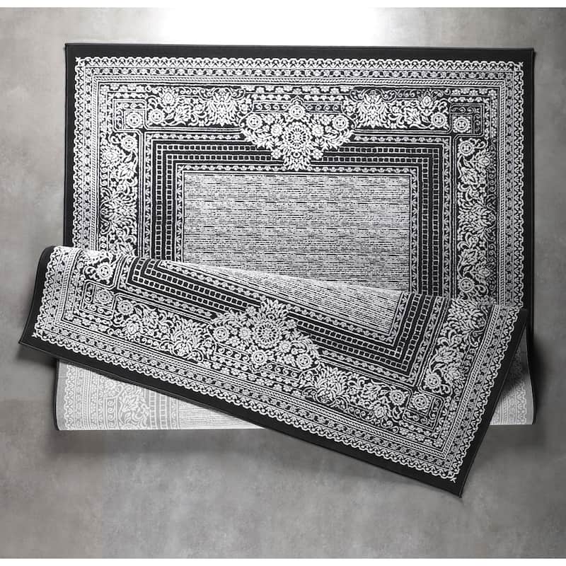 Marissa Collection Black Border Transitional Area Rug