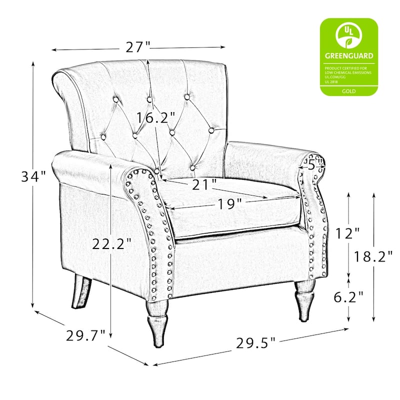Mycenae Upholstered Accent Armchair with Nailhead Trim Set of 2