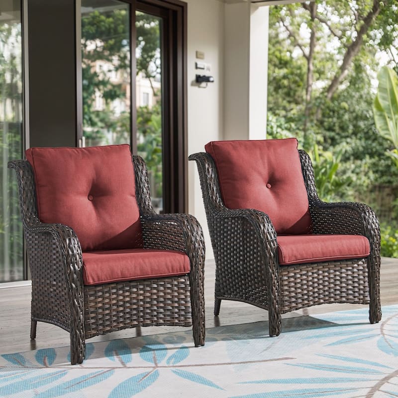 Gymojoy Outdoor Wicker Club Chairs Patio Seating with Olefin Weather-Resistant Cushions