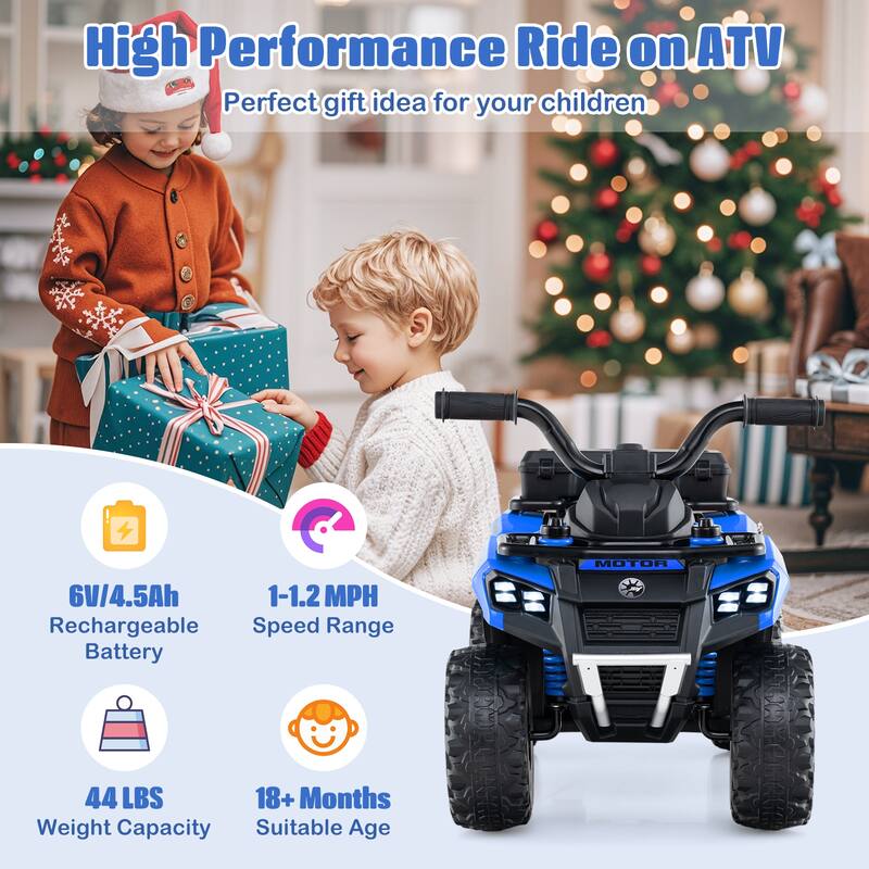 Gymax 6V Kids Ride On ATV w/ Music & Spray Function USB Port Storage
