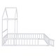 preview thumbnail 25 of 45, Full Size Wooden Floor Bed with Fence and Detachable Headboard for Kids