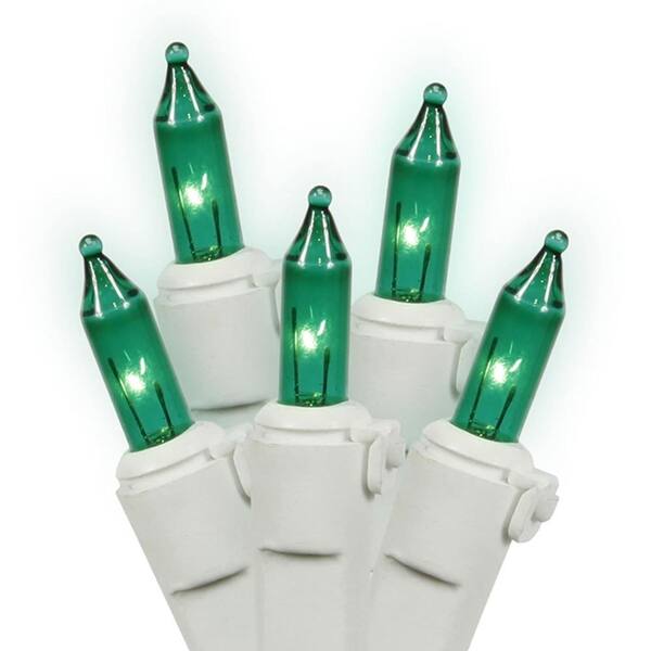Set of 100 Green Mini Christmas Lights White Wire Overstock 18862204