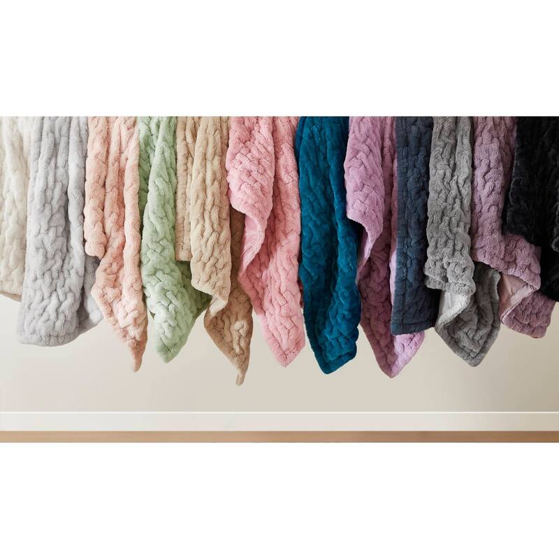 Madison Park Ruched Fur Throw