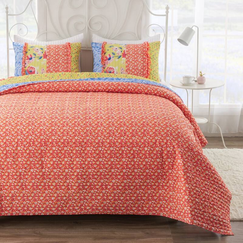 Greenland Home Fashions Skylar Ruffle-Embellished Quilt and Pillow Sham Set